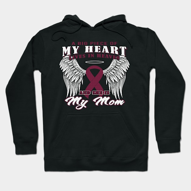 Big Piece Of My Heart Lives In Heaven My Mom Sickle Cell Awareness Burgundy Ribbon Warrior Hoodie by celsaclaudio506